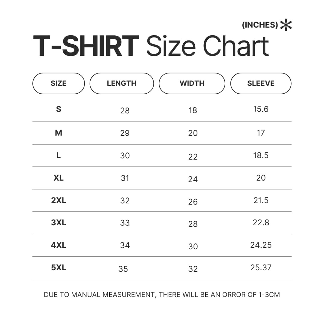 T shirt Size Chart - Criminal Minds Shop