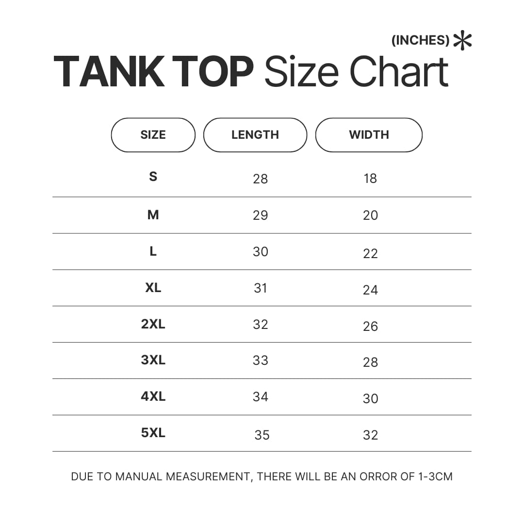 Tank Top Size Chart - Criminal Minds Shop