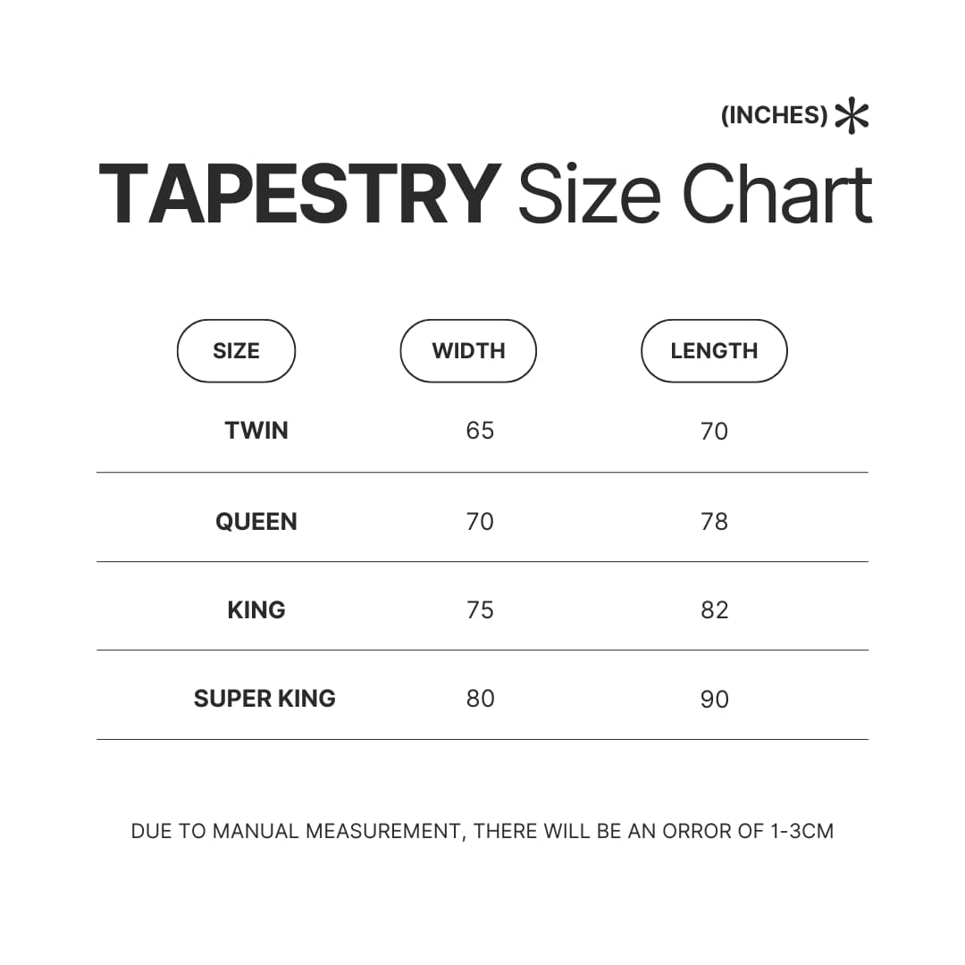 Tapestry Size Chart - Criminal Minds Shop