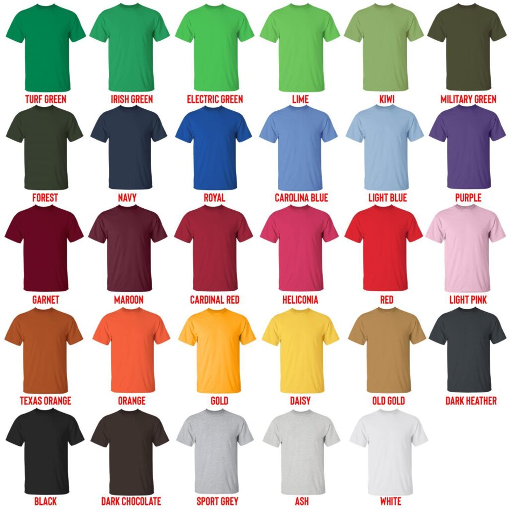 t shirt color chart 1 - Criminal Minds Shop